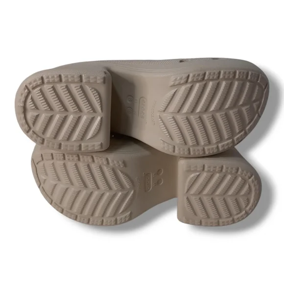 CROCS Unisex Bone 'SIREN' Heeled CROC Clogs Size W-10 M-8 - Picture 5 of 6